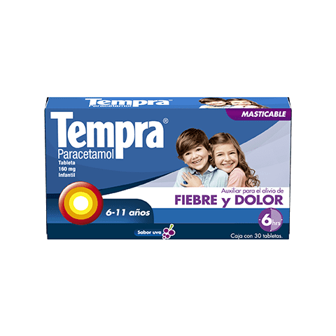 Tempra® Tableta, Masticable, Infantil 30 tabletas