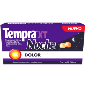 Medicamento Tempra XT Noche con 12 tabletas